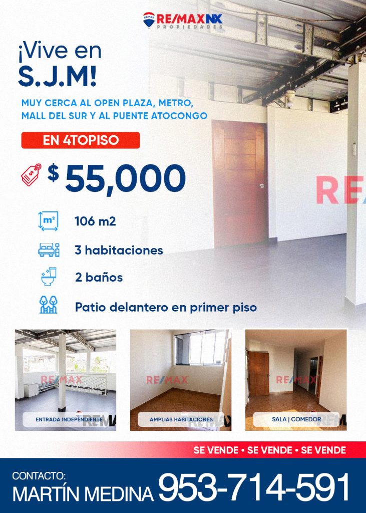 SE VENDE DEPARTAMENTO EN SAN JUAN DE MIRAFLORES